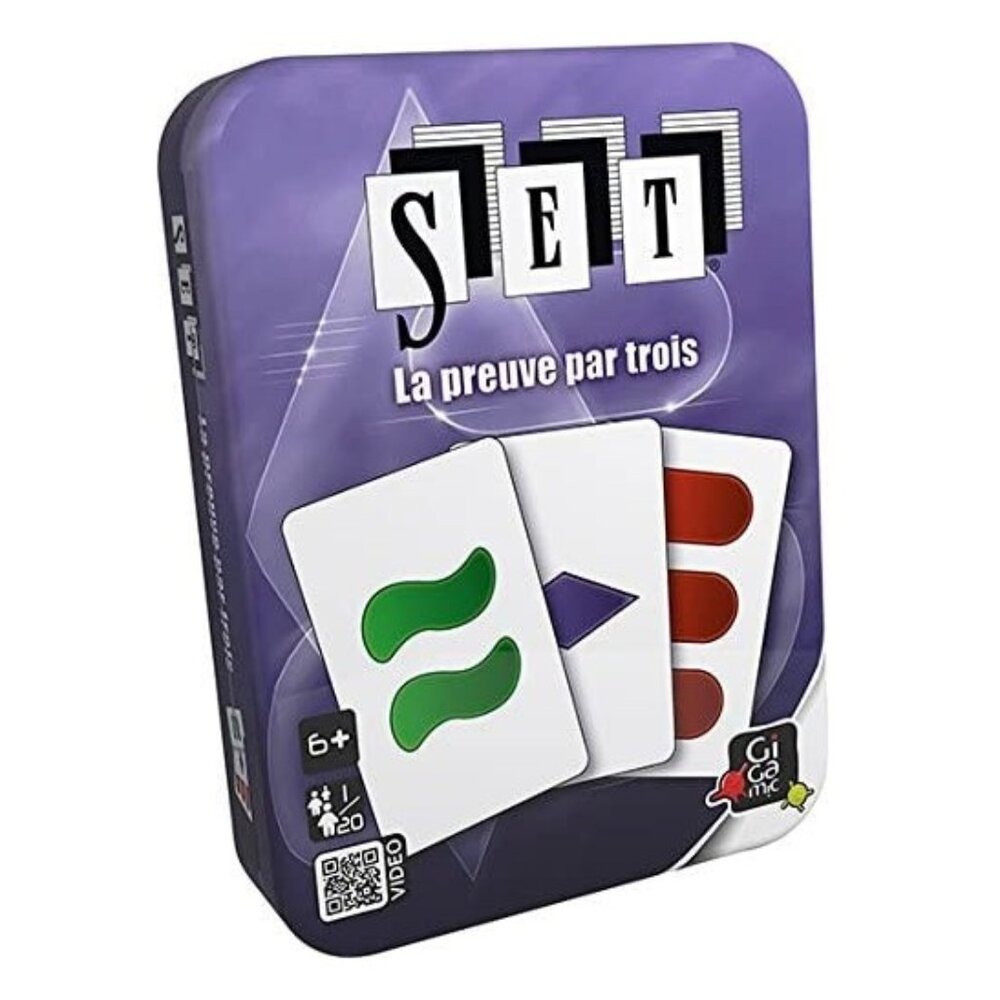 SET- Tin Box Card Game of Observation, Logic  and Speed French Version Age 6+